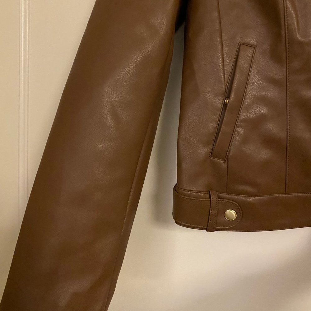 Cole Haan Racer Leather Jacket, Small, Hazel - Picture 5 of 8